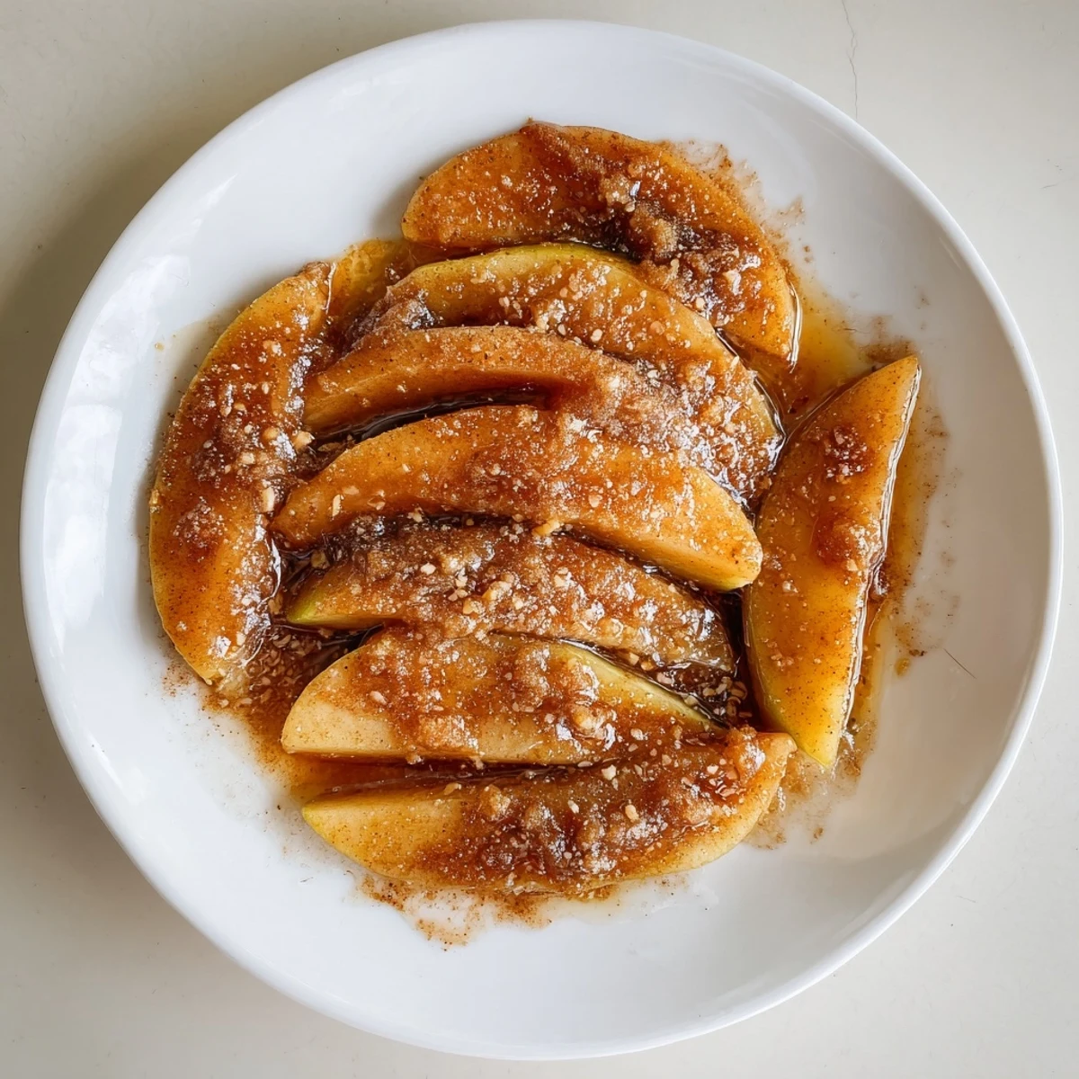 Golden, caramelized Baked Apple Slices glistening, served warm and bubbling with a cinnamon-brown sugar sauce.