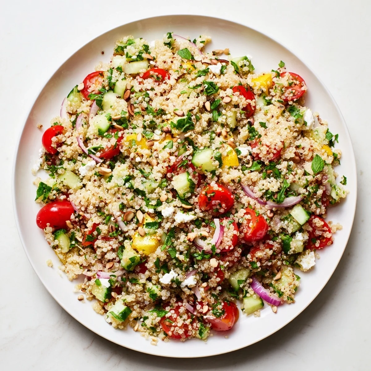 Vibrant Make-Ahead Quinoa Salad with Lemon Vinaigrette showcases fluffy quinoa, colorful veggies, and zesty dressing.