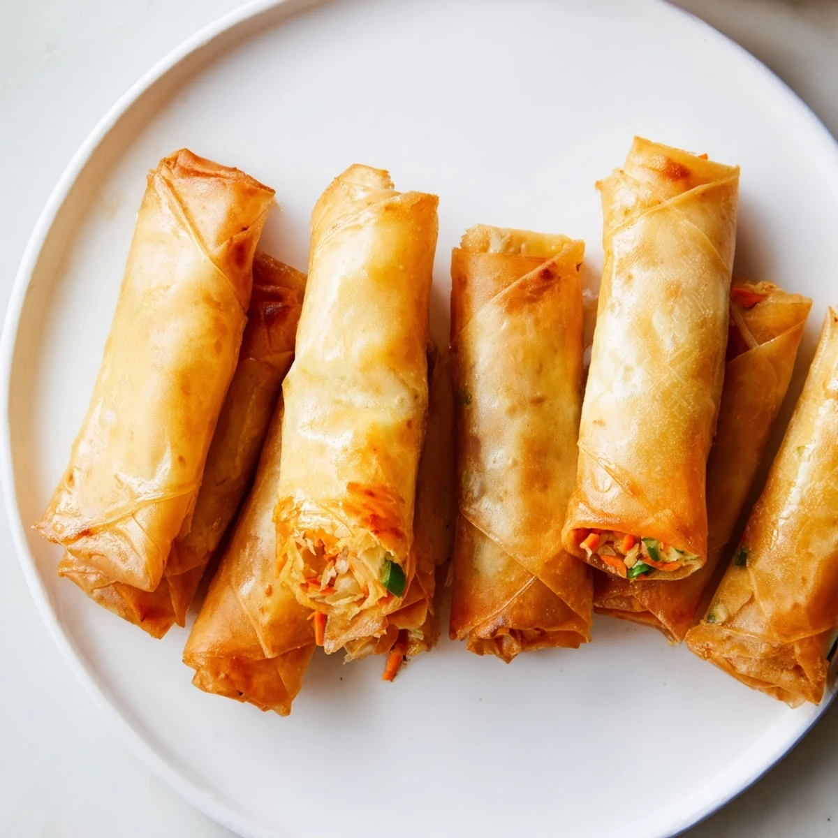 Golden, air fryer chicken lumpia bites: crispy, savory, and ready to be dipped into sauce.