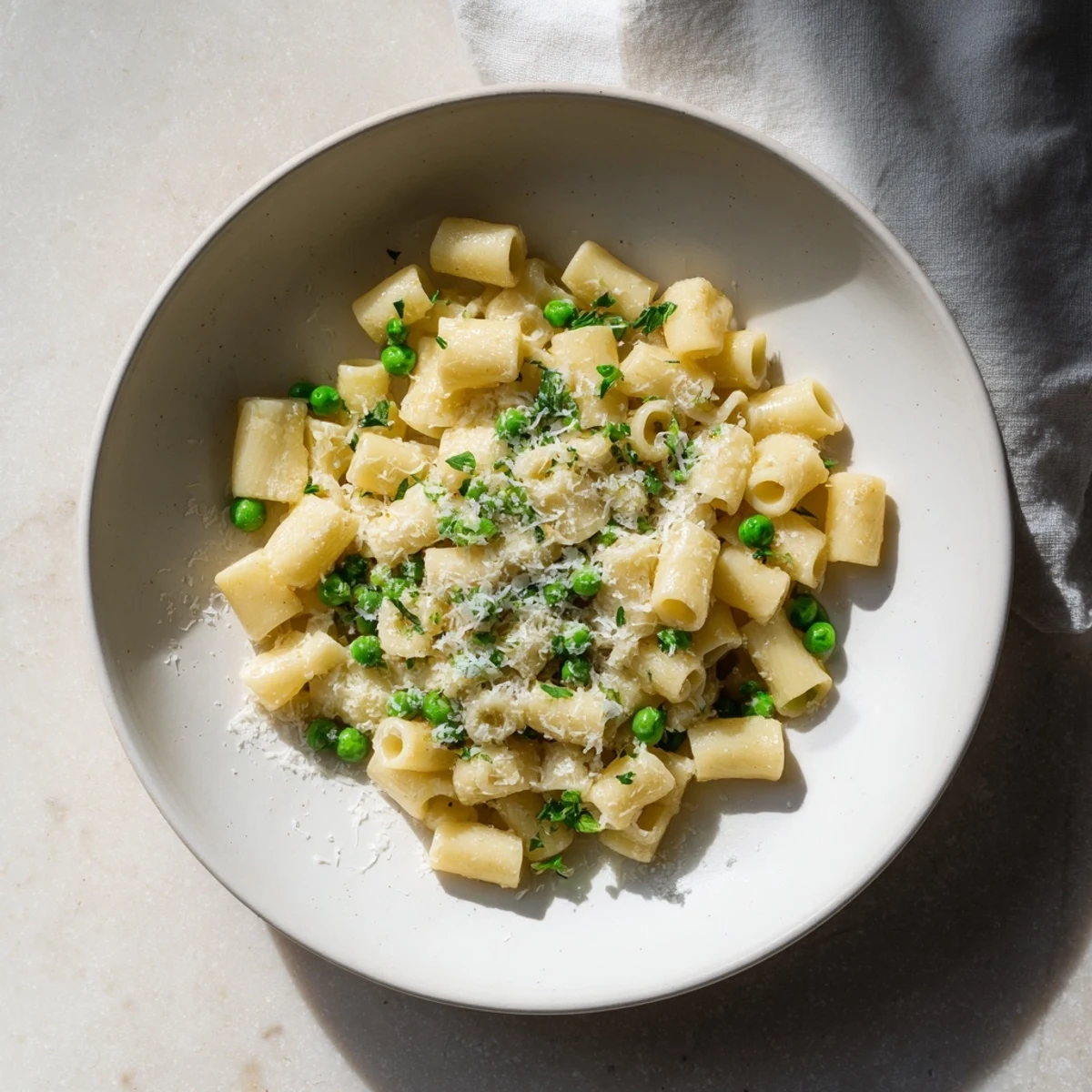 Garlic Butter Ditalini Peas