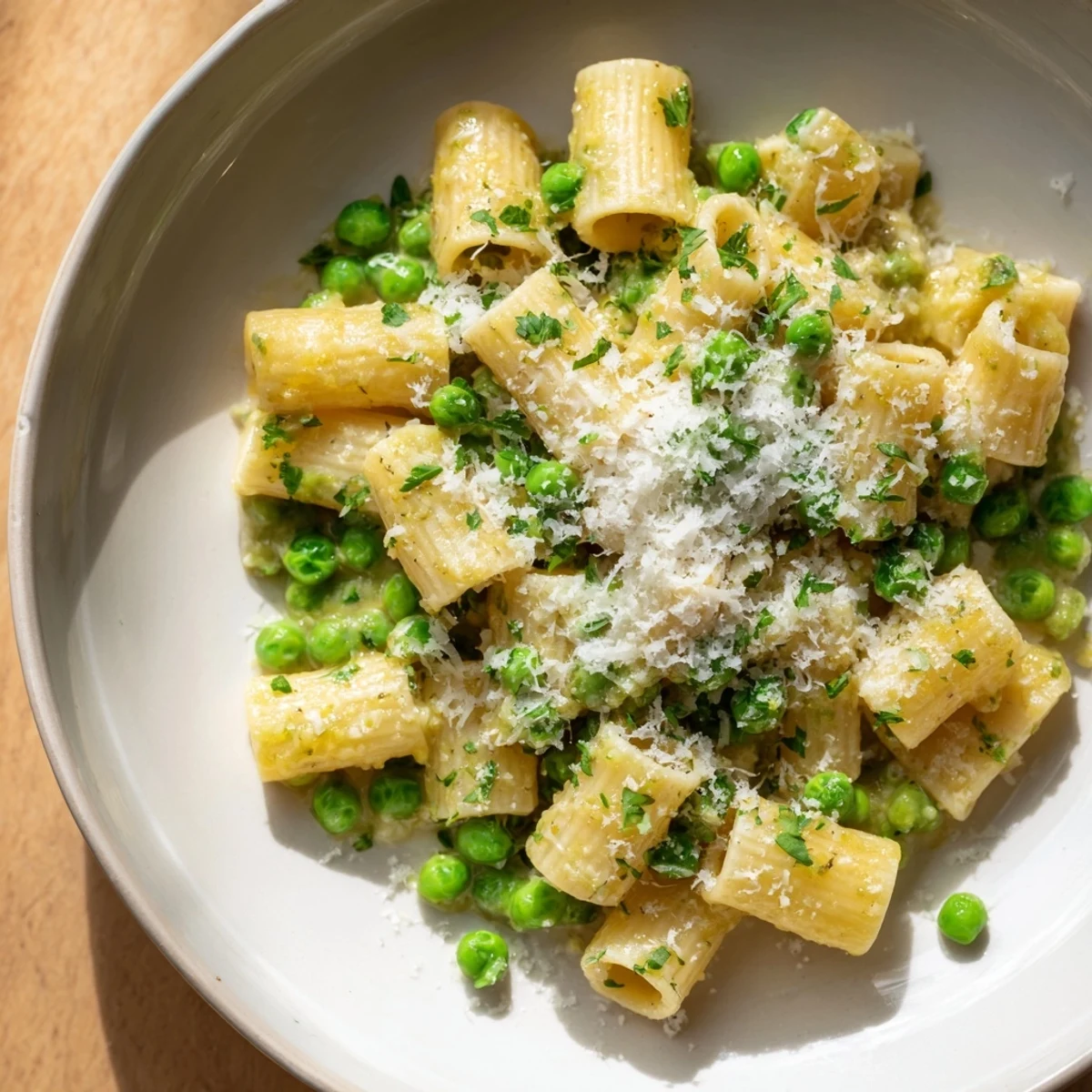 Creamy Garlic Butter Ditalini pasta with peas, a comforting Italian-inspired dish ready in minutes.