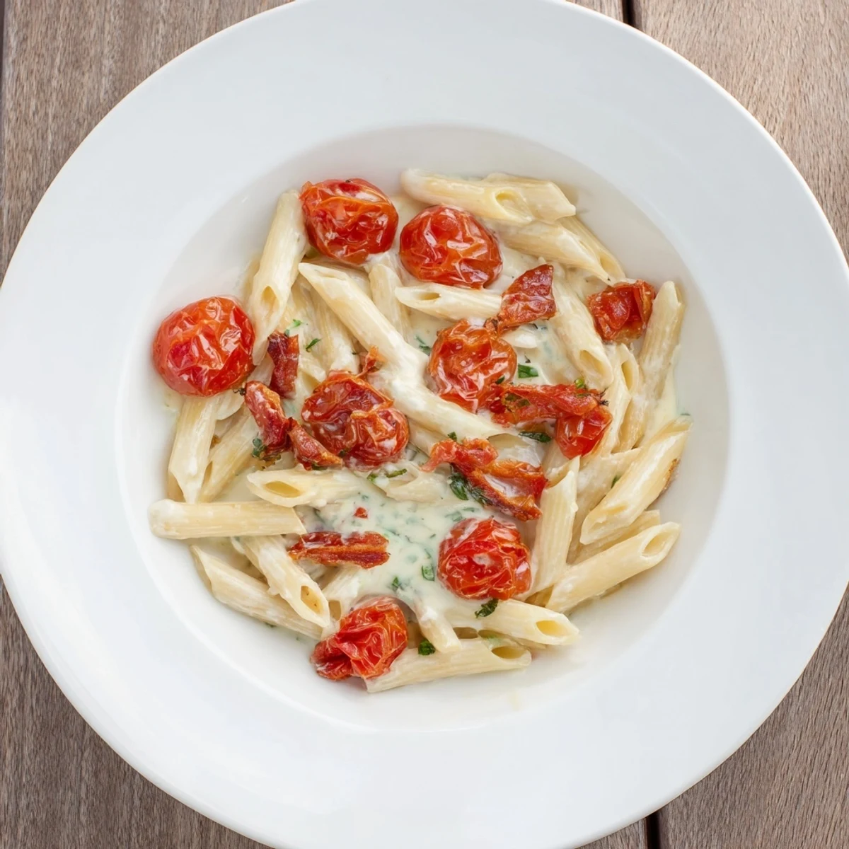 Perfectly cooked Boursin cheese pasta, with fresh basil and juicy, roasted cherry tomatoes.