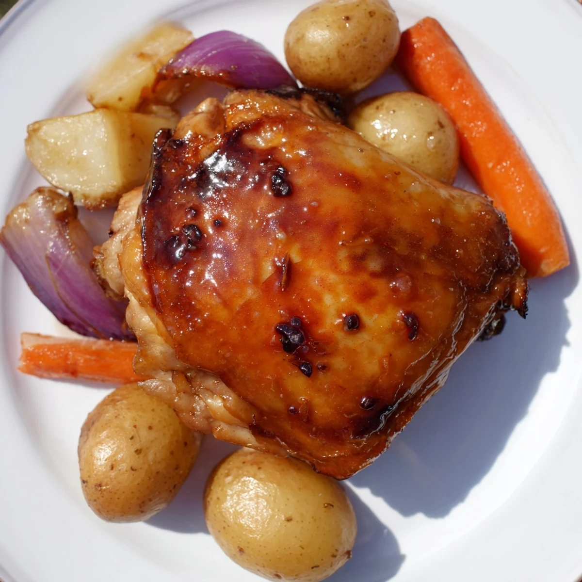 Succulent Maple Dijon Chicken Thighs, perfectly roasted on a sheet pan, ready for a delicious, flavorful meal.