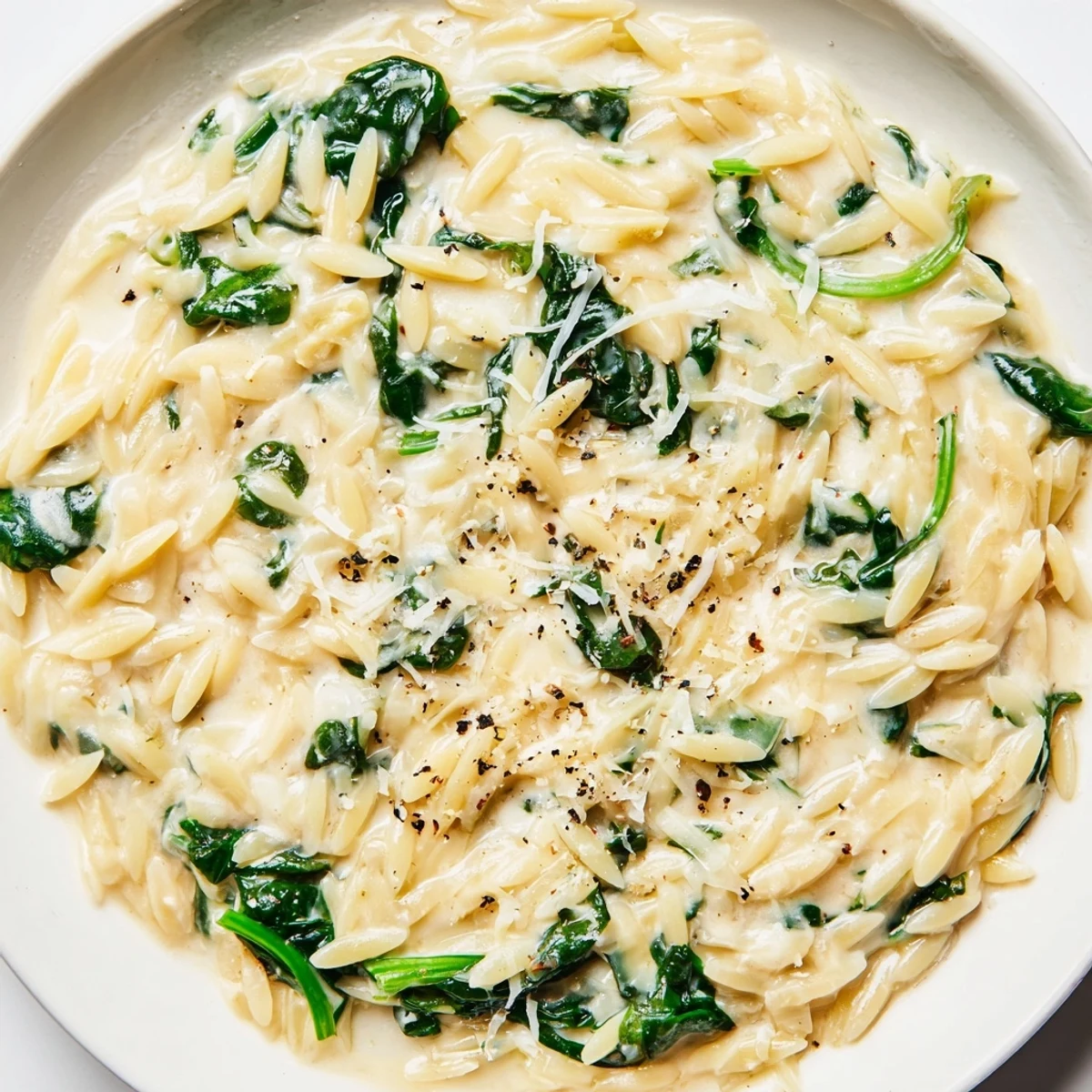 Hearty and satisfying, this vibrant spinach orzo recipe simmers with a rich, velvety sauce.