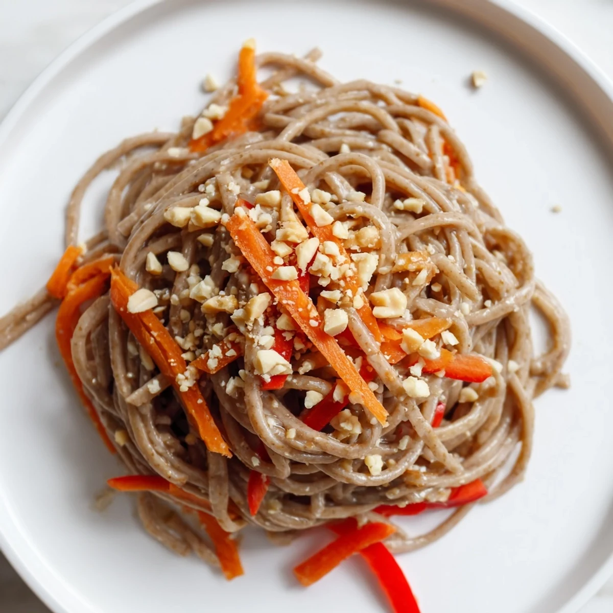 Serve this delicious Cold Noodle Salad, a flavorful vegetarian dish, ideal for a light lunch or dinner.