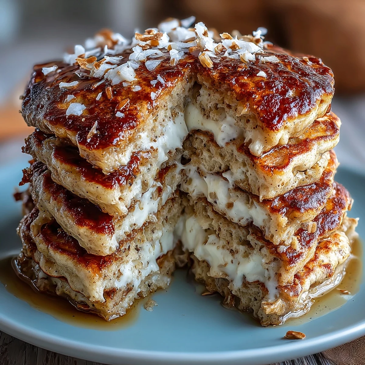 Golden Protein Power Pancakes stacked high, ready for syrup and berries.