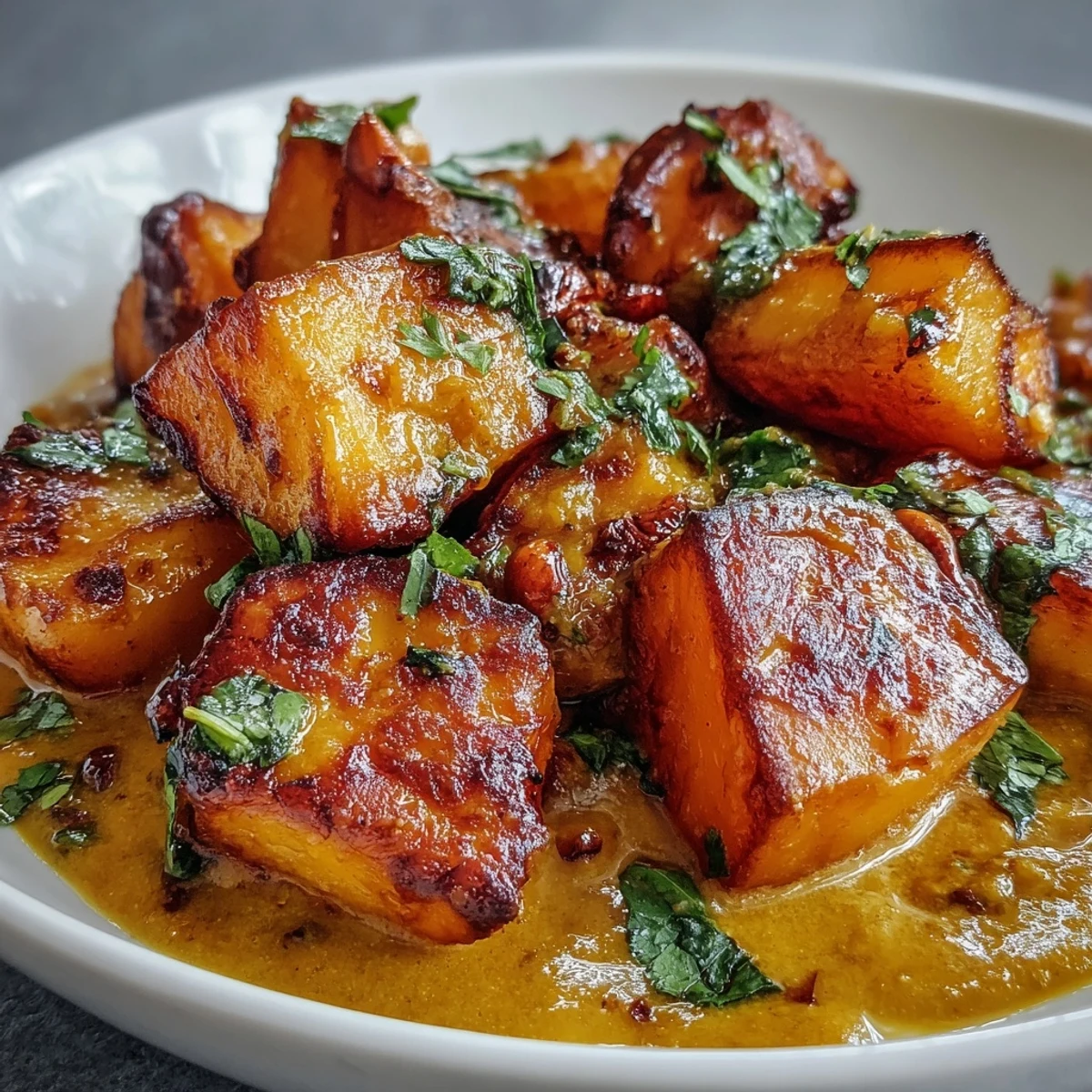 A warm bowl of Curried Celeriac, served over fluffy rice with toasted cashews and a lime wedge.