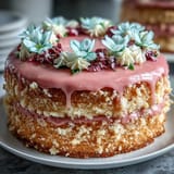 Beautiful mini layer cakes with pastel buttercream and edible spring flowers, perfect for a birthday celebration.