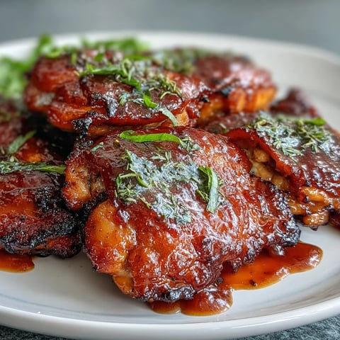 Golden-brown roasted chicken thighs coated in sticky guava BBQ sauce, served with grilled pineapple.