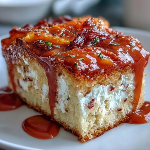Fresh blood orange slices and a cup of coffee accompany a glazed Heavenly Blood Orange Yogurt Cake on a marble board.