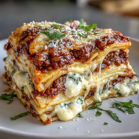 The freshly baked Worlds Best Lasagna rests in a dish, its cheesy top bubbling with golden-brown deliciousness.