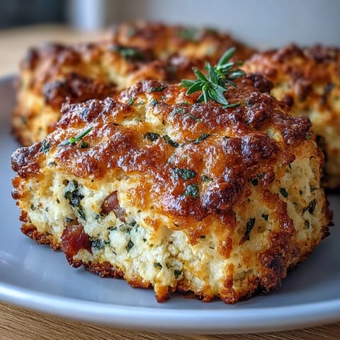 Golden-brown protein biscuits with Mediterranean sausage, feta, and sun-dried tomatoes—perfect for on-the-go breakfasts.  