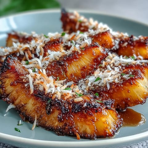 2. Sweet honey-lime roasted pineapple wedges caramelized to perfection, finished with golden toasted coconut flakes.