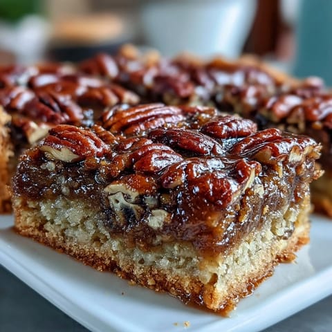 Golden-brown pecan pie bars with rich, gooey filling and crunchy nuts, a Southern dessert classic for Derby celebrations.  