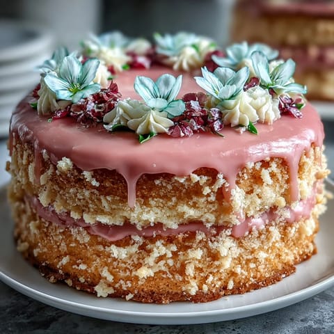 Beautiful mini layer cakes with pastel buttercream and edible spring flowers, perfect for a birthday celebration.