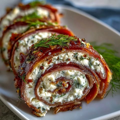 Savory ham, cream cheese, and pickle pinwheels ready to serve as a party appetizer.