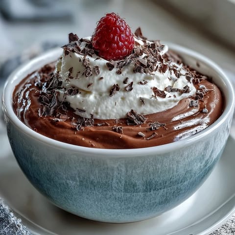 Silky cottage cheese chocolate mousse, a decadent, high-protein dessert ready in minutes.