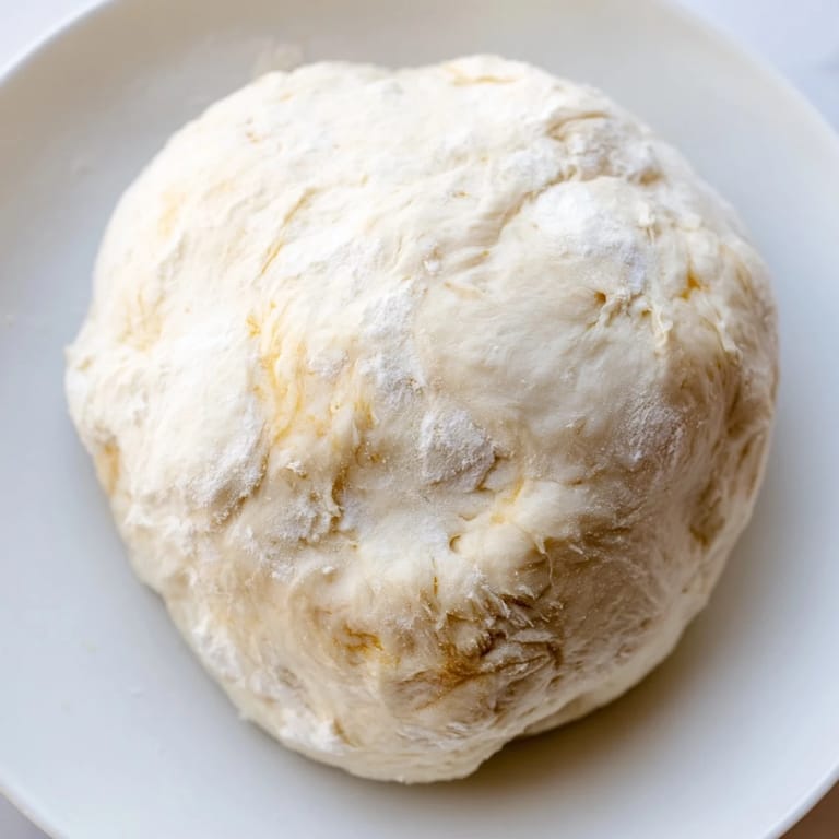 Thick and airy Homemade Pizza Dough rising, promising a delicious and chewy pizza crust.