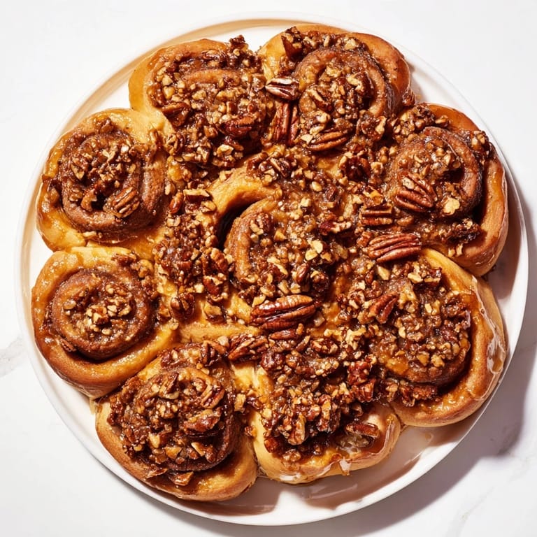 Freshly baked Pecan and Honey Sticky Buns, inviting you with their sweet, caramelized honey aroma.