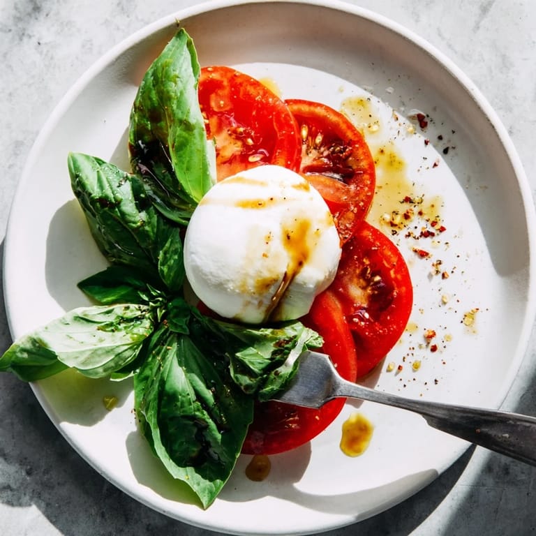 Beautiful display of Fresh Caprese Salad Skewers; a simple Italian appetizer with skewers drizzled in balsamic glaze and oil.
