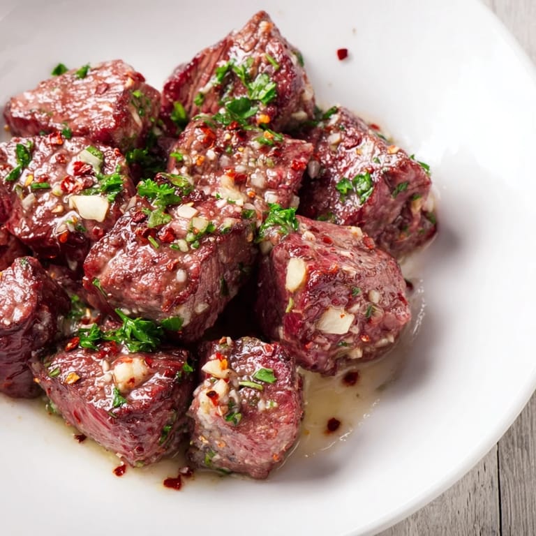 Tender, perfectly seared Garlic Butter Steak Bites, ready to enjoy with crusty bread.