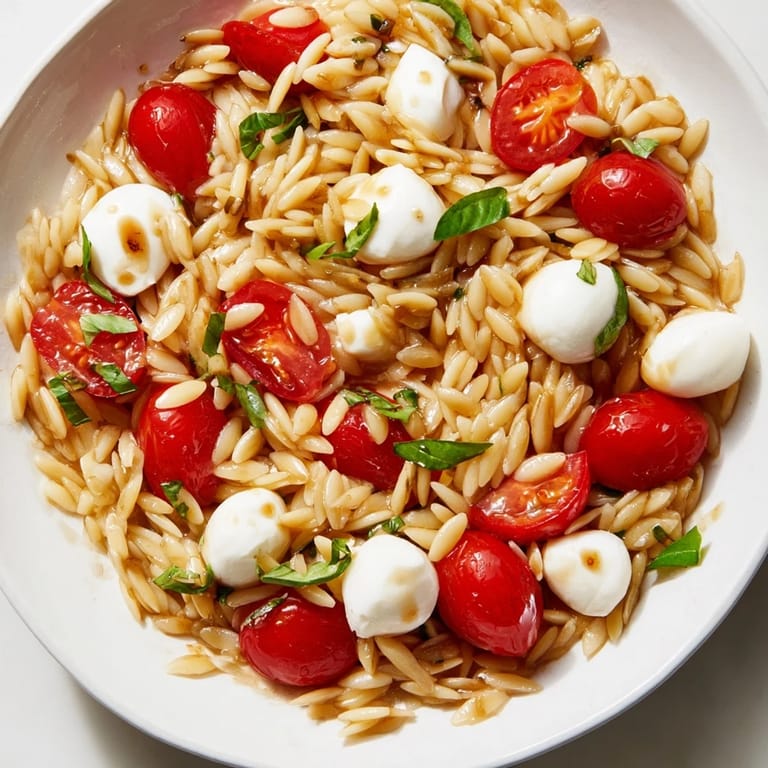 This delicious Caprese Orzo Salad offers a lovely presentation of summer's best flavors, ready to enjoy.