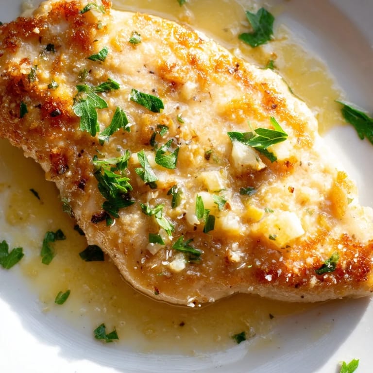 Golden-brown Lemon Pepper Chicken cutlets drizzled with glossy lemon-butter pan sauce, served alongside fluffy rice and bright green vegetables.