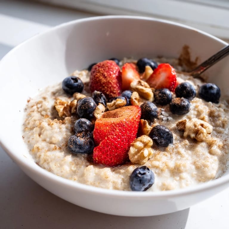 Hearty millet porridge with fresh berries and spices, a comforting gluten-free start to your morning.
