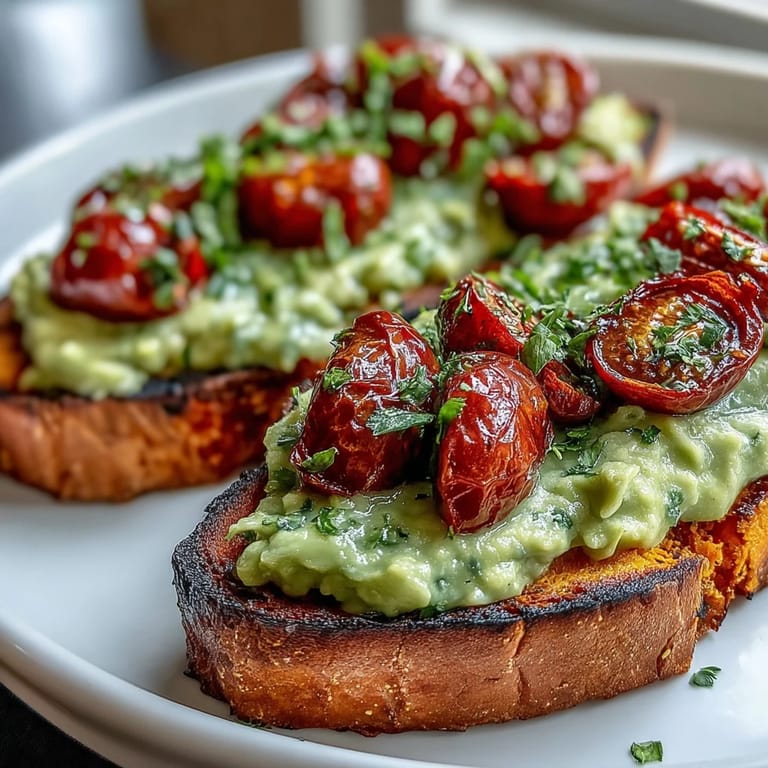 Warm sweet potato toast layered with peanut butter, banana slices, and crunchy granola for a sweet snack.