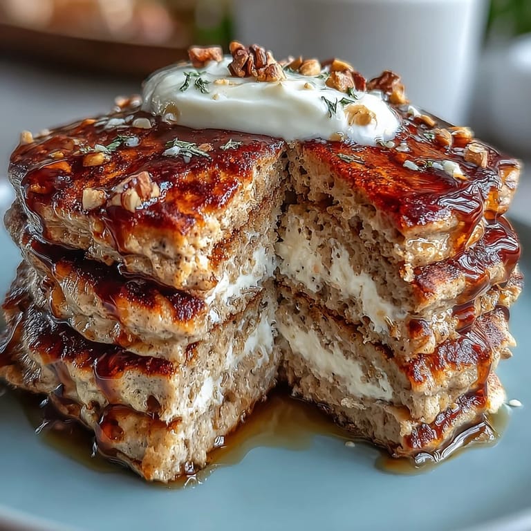 Fluffy Protein Power Pancakes glistening with butter, perfectly golden brown.