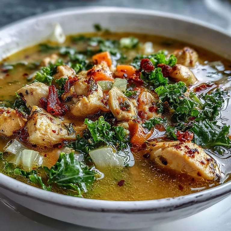 Serve High Protein Lemon and Turmeric Chicken Soup hot with lemon wedges and parsley for a cozy gluten free dinner.