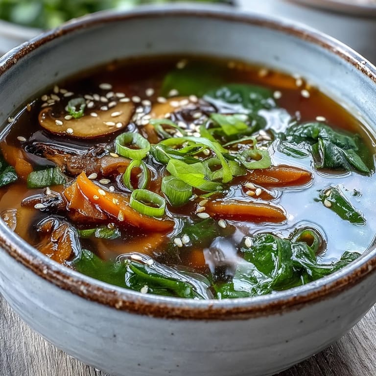 Miso Ginger Winter Soup served in rustic bowls with fresh cilantro garnish.