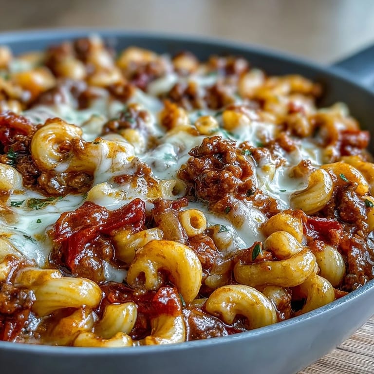 Hearty One-Pan High Protein Chili Mac served in a rustic bowl, ready for weeknight dinner.