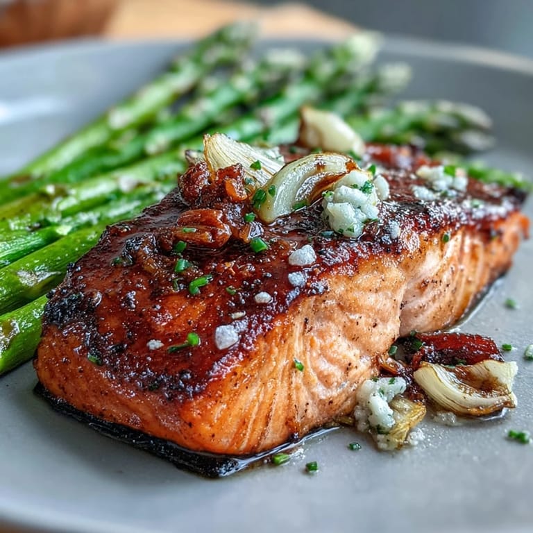 Low-carb keto meal featuring pan-seared salmon with crackling skin paired with bright, garlicky asparagus, perfect for healthy weeknight dining.