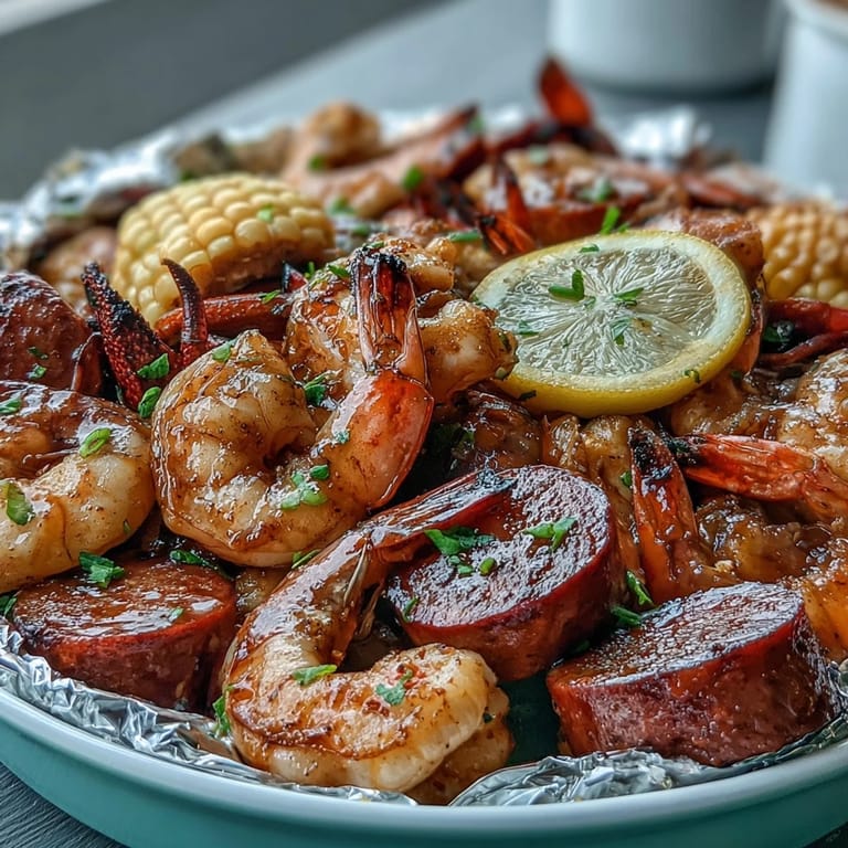 Grilled crawfish boil foil packets featuring tender crawfish, sweet corn, and potatoes, bursting with bold Southern flavors.