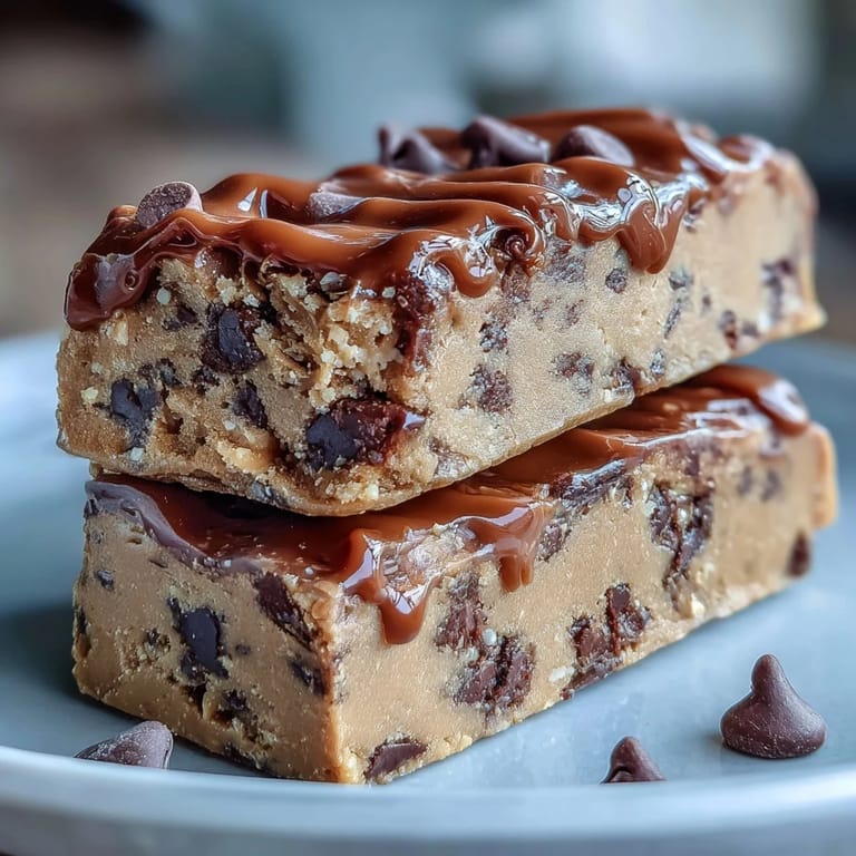 3. Satisfying protein bars that taste like classic cookie dough, featuring vanilla protein powder and rich dark chocolate chips.
