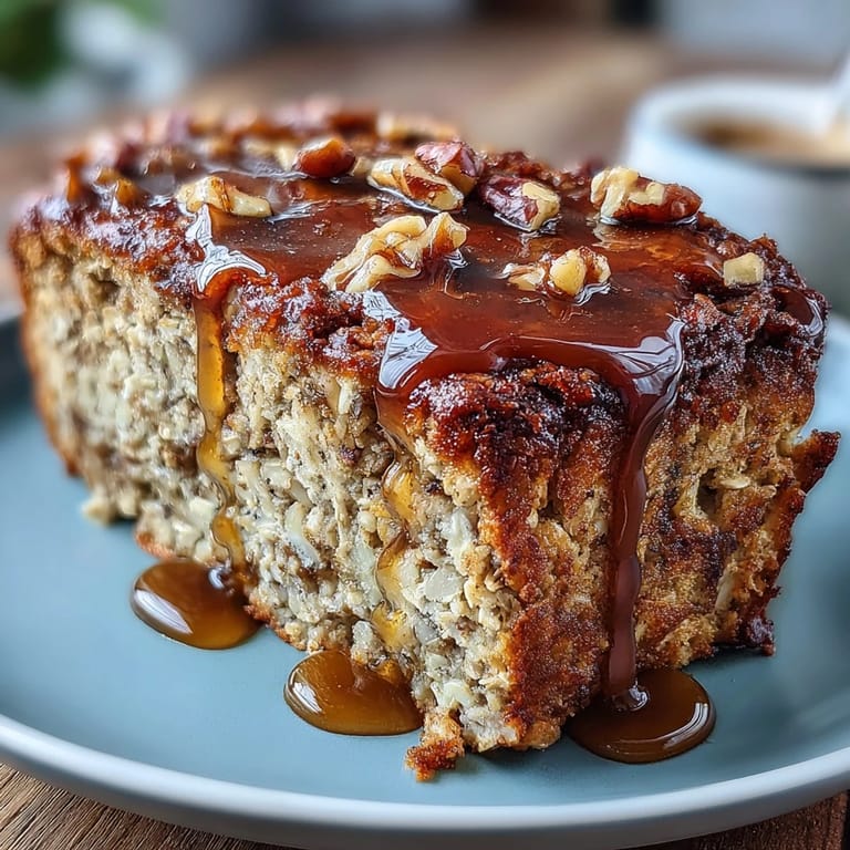 Warm baked oats with ripe bananas, creamy Greek yogurt, and crunchy walnuts, offering a protein-rich and naturally sweet start to your day.