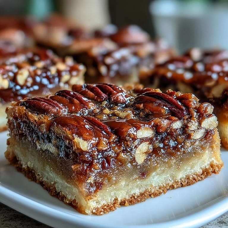 Irresistible Kentucky Derby pecan pie bars featuring toasted pecans in a bourbon-spiked topping over a crisp, buttery shortbread base.