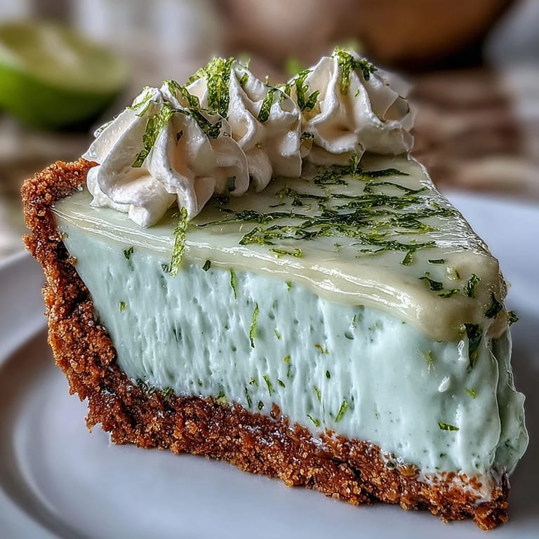 Visualize a vibrant No-Bake Key Lime Pie, perfectly chilled and ready to serve.