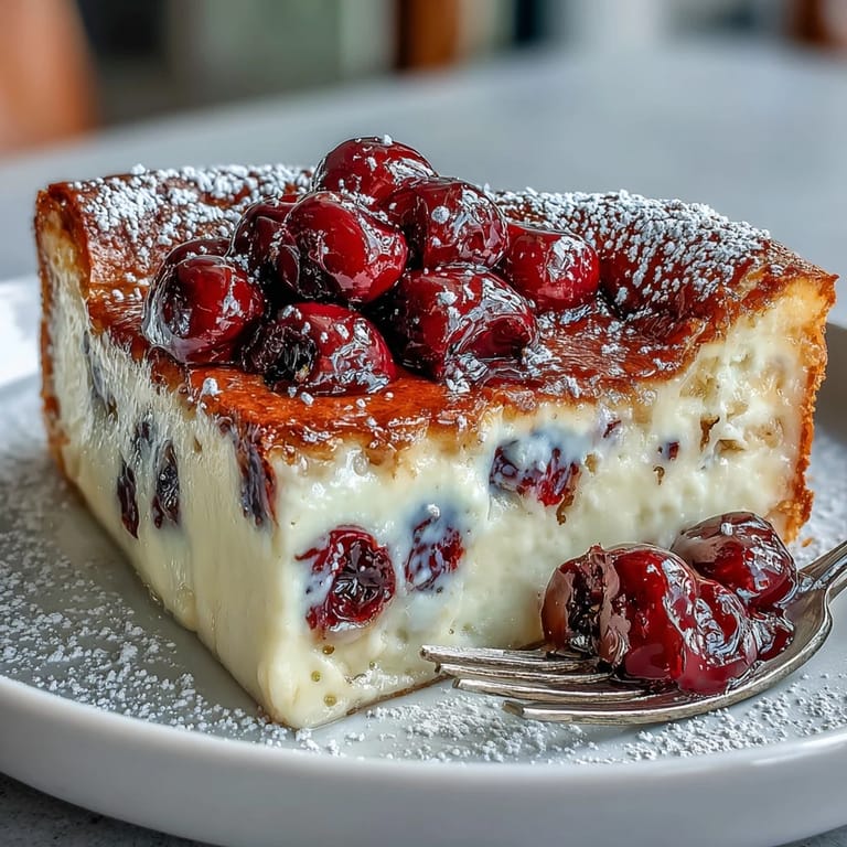 Delicious fresh cherry clafoutis, a warm, comforting French custard dessert.
